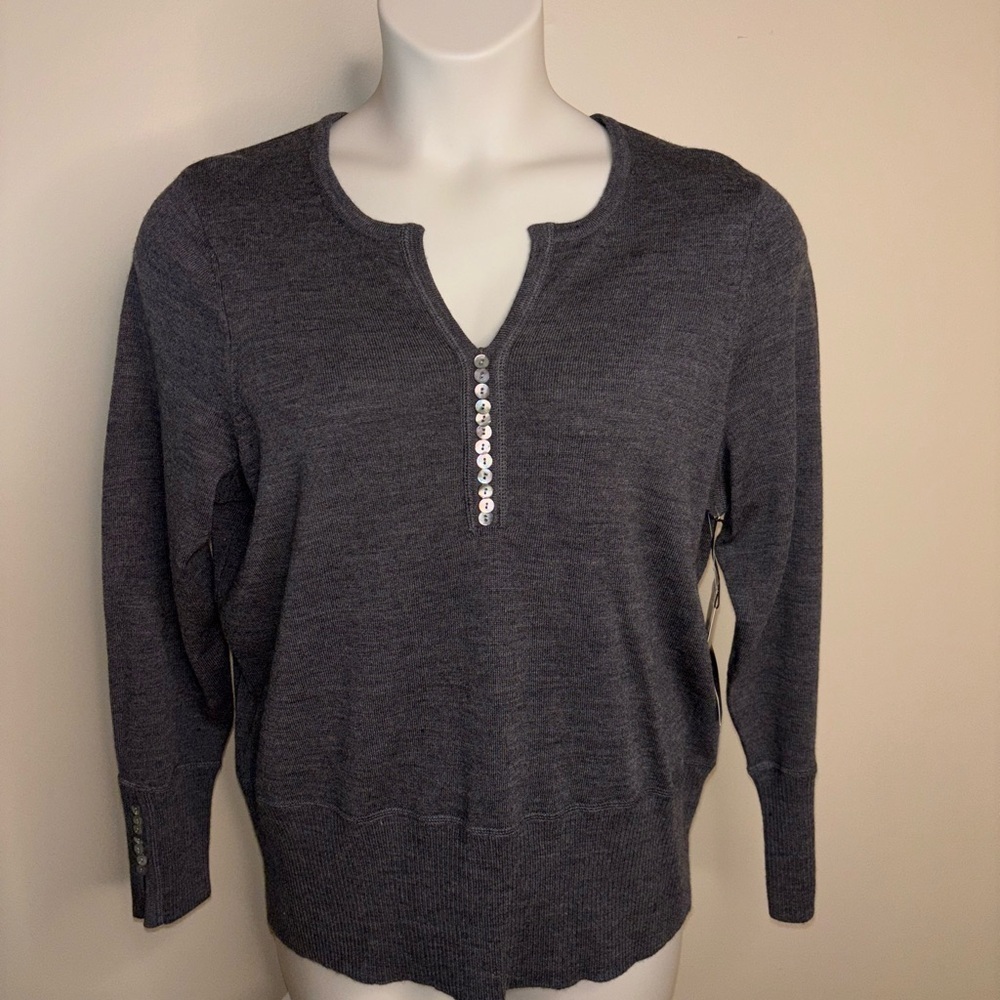 NWT Women's Charcoal Grey Button-Down Sweater